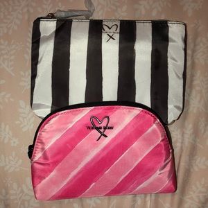 2 mini cosmetic pouches striped Victorias Secret New